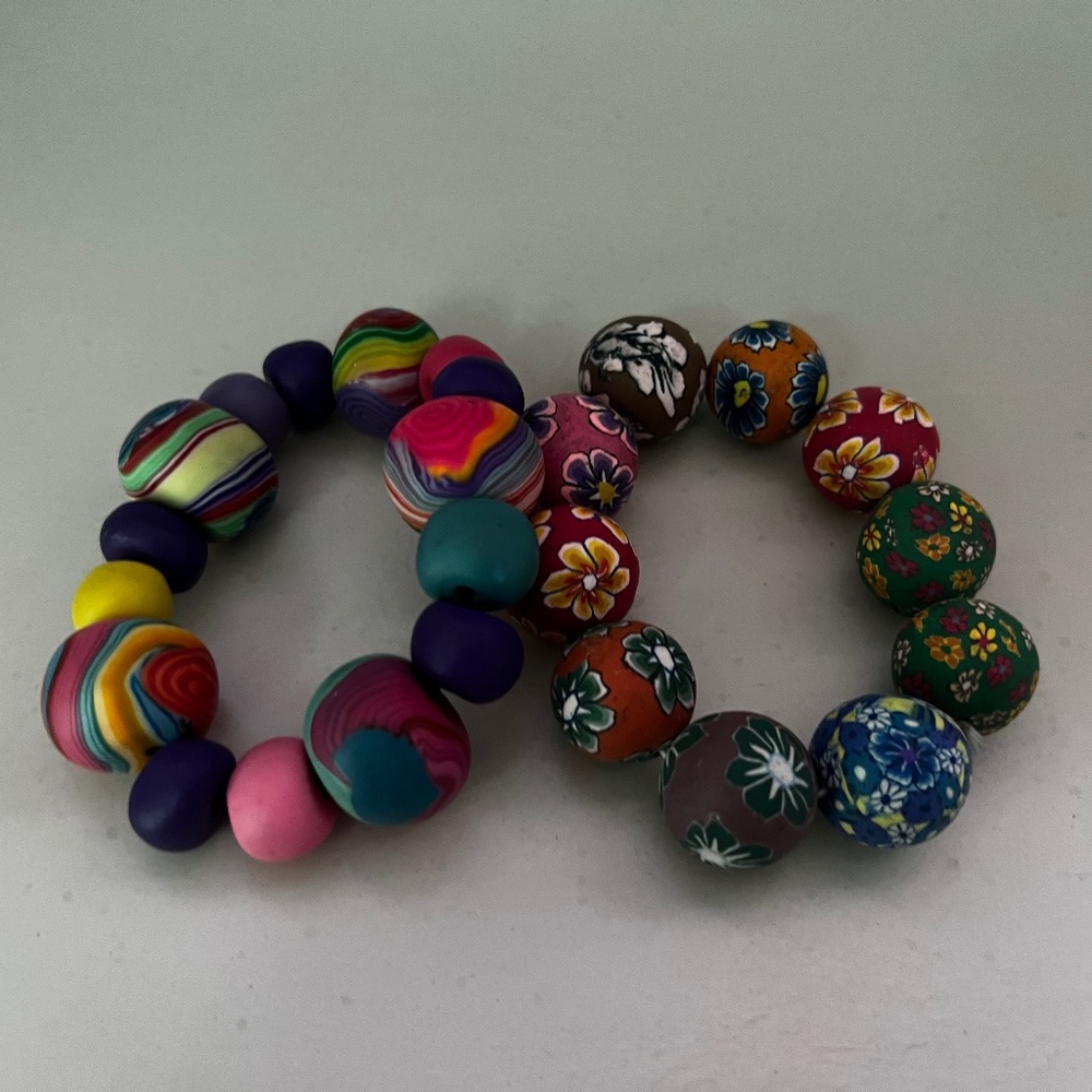 Pair of Fun Ceramic Beaded Bracelets